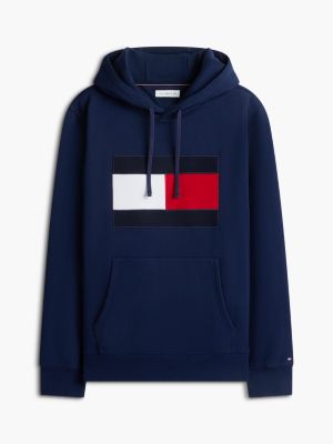 Мужское худи Tommy Hilfiger Flag Logo Brushed-Back, цвет: Карбоновый тёмно-синий — фото 5