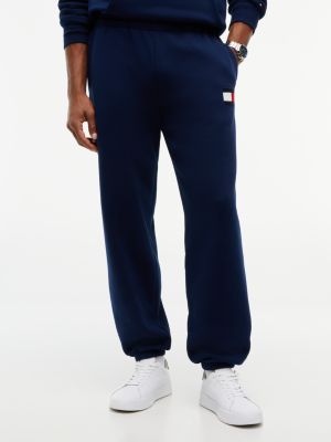 Flag Logo Brushed-Back Sweatpant, Carbon Navy