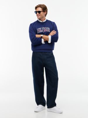 Мужская толстовка Tommy Hilfiger Plaid Varsity Hilfiger Logo, цвет: Карбоновый тёмно-синий — фото 2
