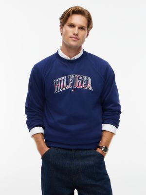 Мужская толстовка Tommy Hilfiger Plaid Varsity Hilfiger Logo, цвет: Карбоновый тёмно-синий — фото 1