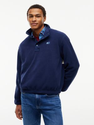 Tommy Hilfiger Men's Back Flag Logo Polar Fleece Sweatshirt - Carbon Navy - XXL
