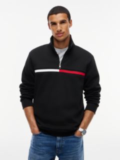Flag Stripe Logo Quarter-Zip Sweatshirt — Black 1