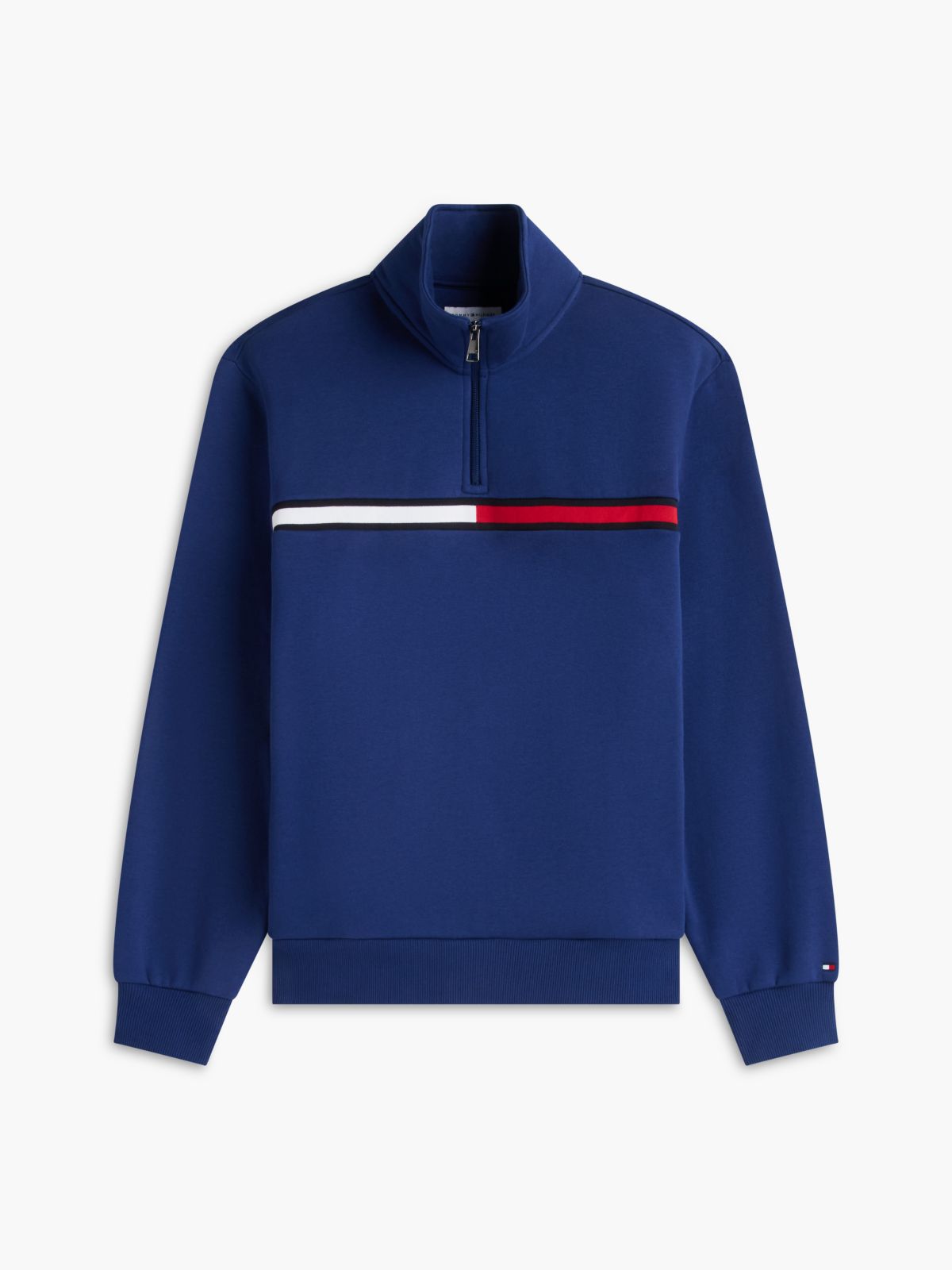 Flag Stripe Logo Quarter-Zip Sweatshirt — Preppy Navy
