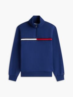 Flag Stripe Logo Quarter-Zip Sweatshirt — Preppy Navy 5