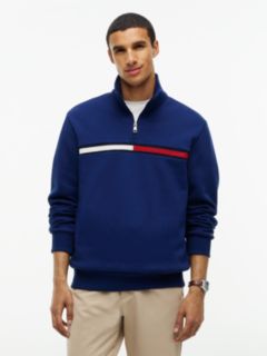 Flag Stripe Logo Quarter-Zip Sweatshirt — Preppy Navy 1