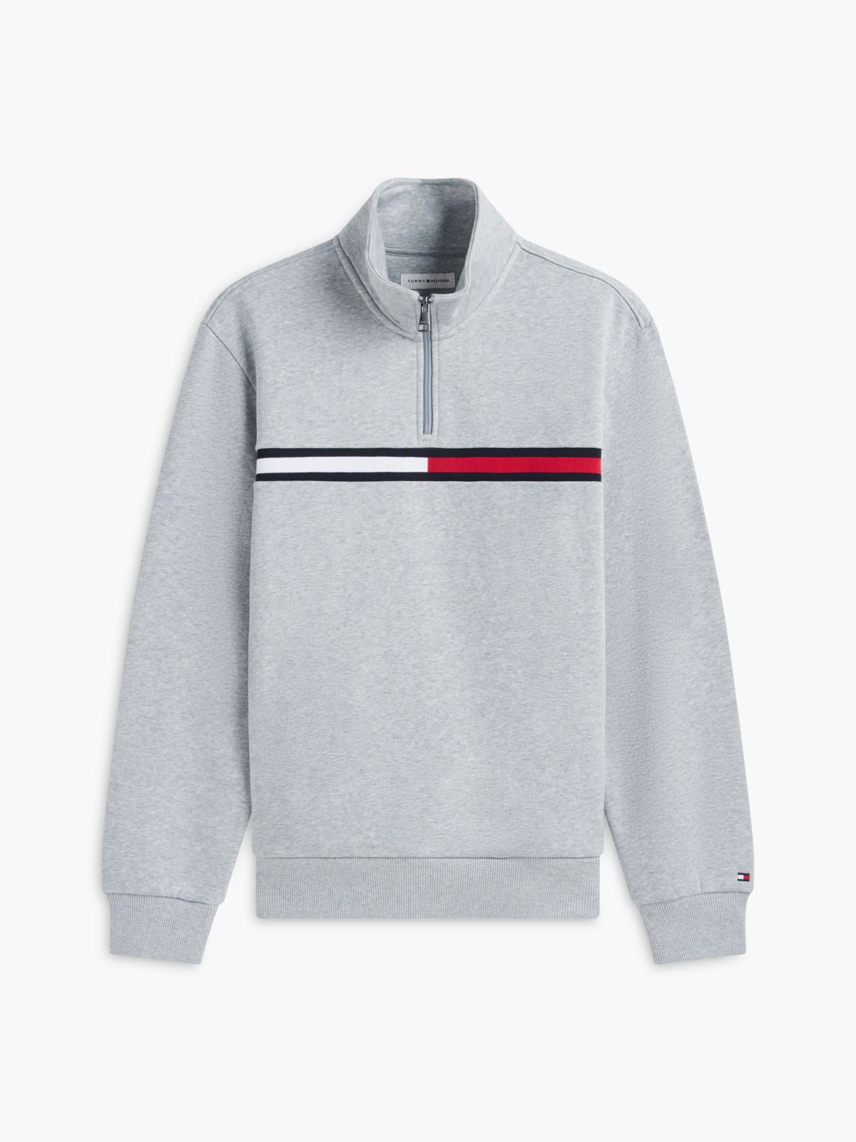 Flag Stripe Logo Quarter-Zip Sweatshirt — Grey Flag