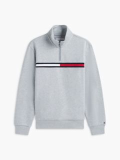 Flag Stripe Logo Quarter-Zip Sweatshirt — Grey Flag 5