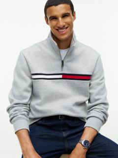 Flag Stripe Logo Quarter-Zip Sweatshirt — Grey Flag 3