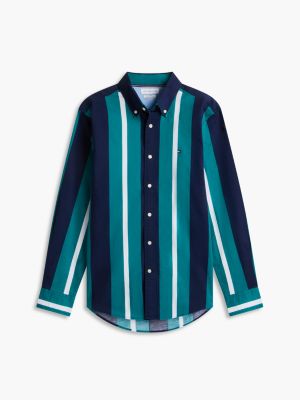 Мужская рубашка Tommy Hilfiger Regular Fit Striped Oxford, цвет: Зелёный — фото 5
