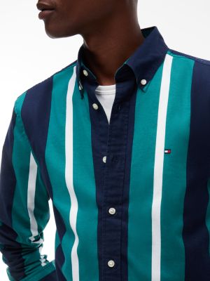 Мужская рубашка Tommy Hilfiger Regular Fit Striped Oxford, цвет: Зелёный — фото 3