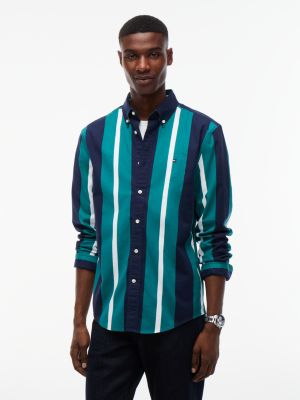 Мужская рубашка Tommy Hilfiger Regular Fit Striped Oxford, цвет: Зелёный — фото 1
