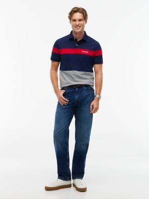 Мужское поло Tommy Hilfiger Regular Fit Hilfiger 85 Colorblock Polo, цвет: Карбоновый тёмно-синий — фото 2