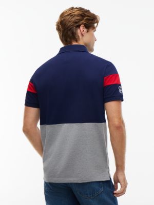 Мужское поло Tommy Hilfiger Regular Fit Hilfiger 85 Colorblock Polo, цвет: Карбоновый тёмно-синий — фото 4