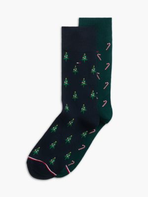 Festive Trouser Sock 2-Pack, Abyss Green Multi