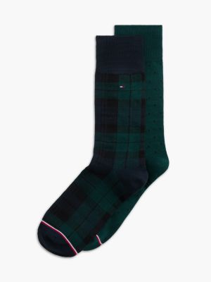 Tartan & Dot Trouser Sock 2-Pack, Abyss Green Multi