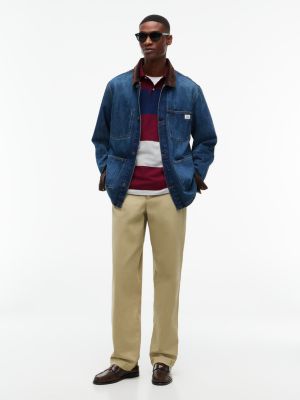 Мужское поло Tommy Hilfiger Regular Fit Striped Polo, цвет: Бордовый — фото 2