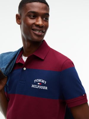Мужское поло Tommy Hilfiger Regular Fit Striped Polo, цвет: Бордовый — фото 3