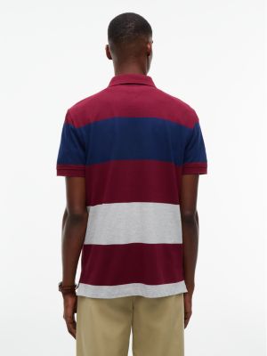 Мужское поло Tommy Hilfiger Regular Fit Striped Polo, цвет: Бордовый — фото 4