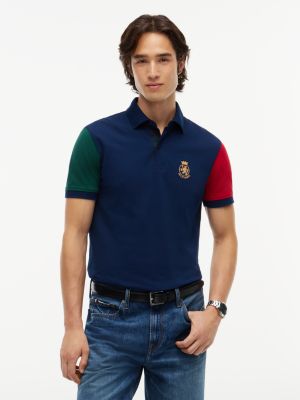 Regular Fit Tartan Colorblock Polo, Carbon Navy
