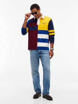 Мужские рубашки Tommy Hilfiger Relaxed Fit Varsity Colorblock Rugby, цвет: Бордовый — фото 2