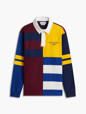 Мужские рубашки Tommy Hilfiger Relaxed Fit Varsity Colorblock Rugby, цвет: Бордовый — фото 5