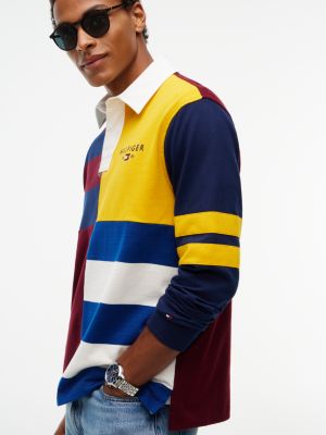 Мужские рубашки Tommy Hilfiger Relaxed Fit Varsity Colorblock Rugby, цвет: Бордовый — фото 3