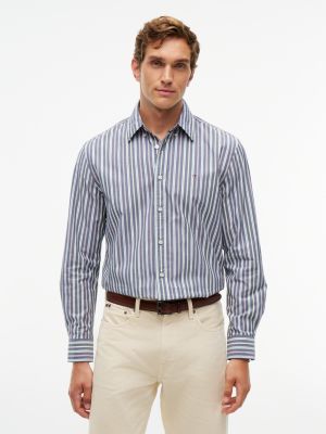 Мужская рубашка Tommy Hilfiger Regular Fit Striped, цвет: Карбоновый тёмно-синий — фото 1