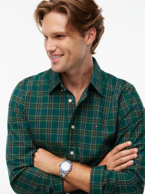 Мужская рубашка Tommy Hilfiger Regular Fit Mini Tartan, цвет: Изумрудный — фото 3