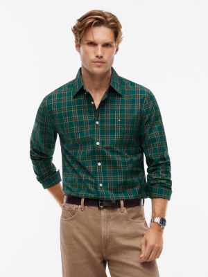 Tommy Hilfiger Men's Regular Fit Mini Tartan Shirt - Darkened Emerald - S