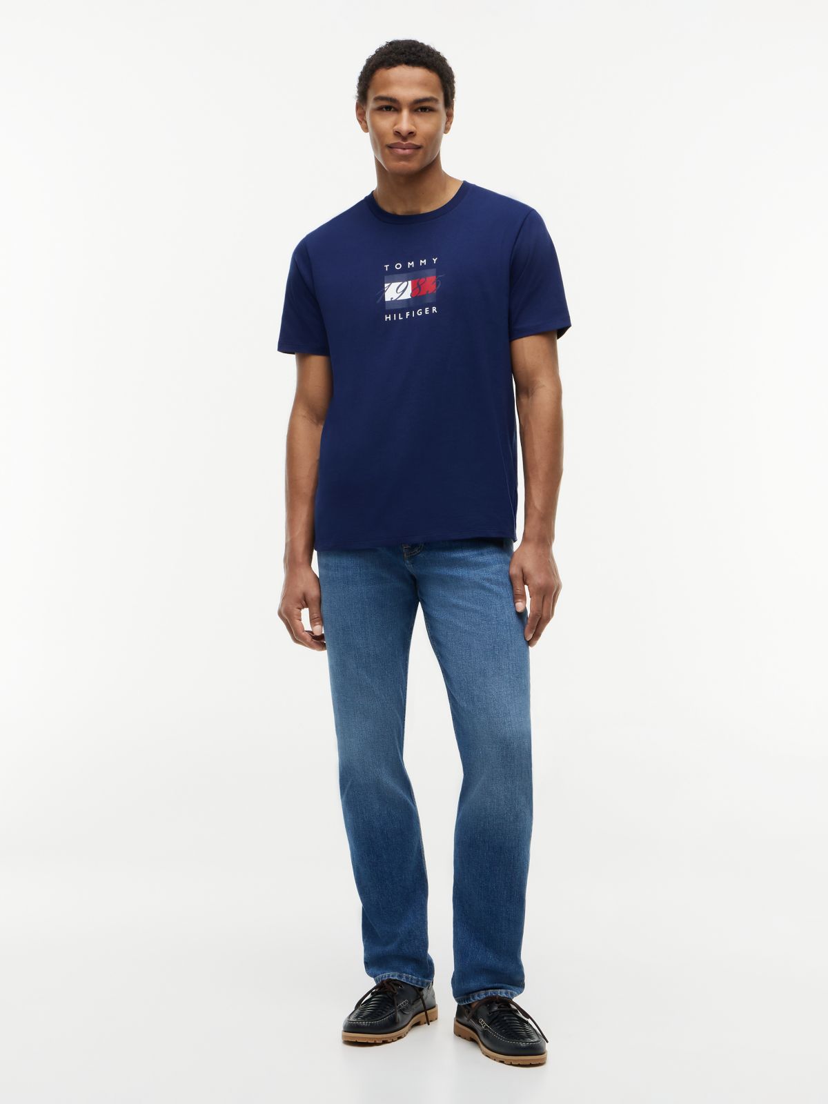 1985 Flag Logo T-Shirt — Preppy Navy