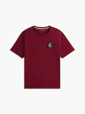 Мужская футболка Tommy Hilfiger Plaid Flag Logo Patch, цвет: Бордовый — фото 5