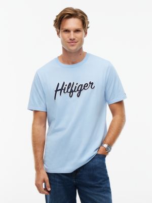 Tommy Hilfiger Men's Felted Hilfiger Script Logo T-Shirt - Well Water - XXL