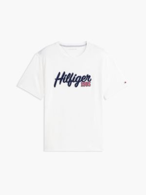 Мужская футболка Tommy Hilfiger Felted Hilfiger Script Logo, цвет: Экрю — фото 5