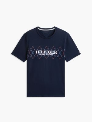 Мужская футболка Tommy Hilfiger Argyle Hilfiger Logo, цвет: Тёмно-синий — фото 5