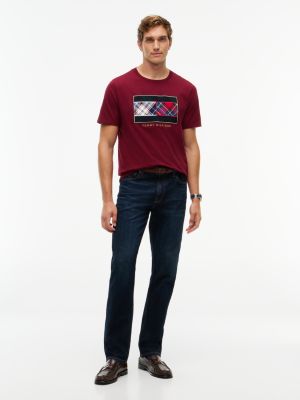 Мужская футболка Tommy Hilfiger Tartan Flag Logo, цвет: Бордовый — фото 2