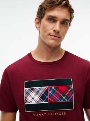 Мужская футболка Tommy Hilfiger Tartan Flag Logo, цвет: Бордовый — фото 3