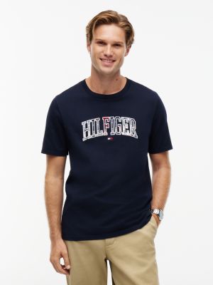 Tommy Hilfiger Men's Tartan Varsity Hilfiger Logo T-Shirt - Navy Blue - XS