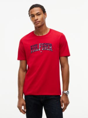 Tartan Varsity Hilfiger Logo T-Shirt, Medium Red