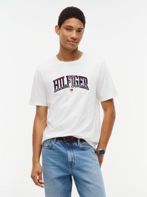 Tartan Varsity Hilfiger Logo T-Shirt, Ecru