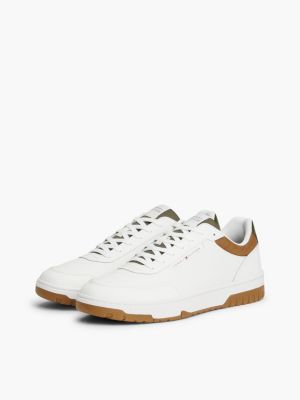 Мужские кроссовки Tommy Hilfiger Leather Mix Court, цвет: Экрю / Армейский зелёный — фото 2