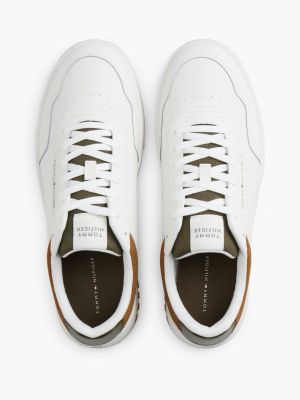 Мужские кроссовки Tommy Hilfiger Leather Mix Court, цвет: Экрю / Армейский зелёный — фото 3