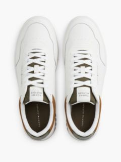 Leather Mix Court Sneaker — Ecru/Army Green 3