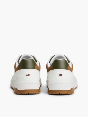Мужские кроссовки Tommy Hilfiger Leather Mix Court, цвет: Экрю / Армейский зелёный — фото 4