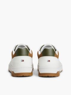Leather Mix Court Sneaker — Ecru/Army Green 4