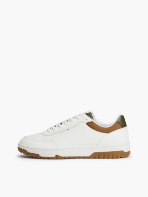 Мужские кроссовки Tommy Hilfiger Leather Mix Court, цвет: Экрю / Армейский зелёный — фото 7