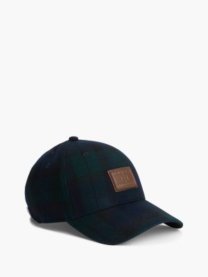 Tartan Wool-Blend Baseball Cap, Abyss Green Multi