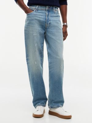 Lightweight Distressed Loose Jean, Medium Wash Denim