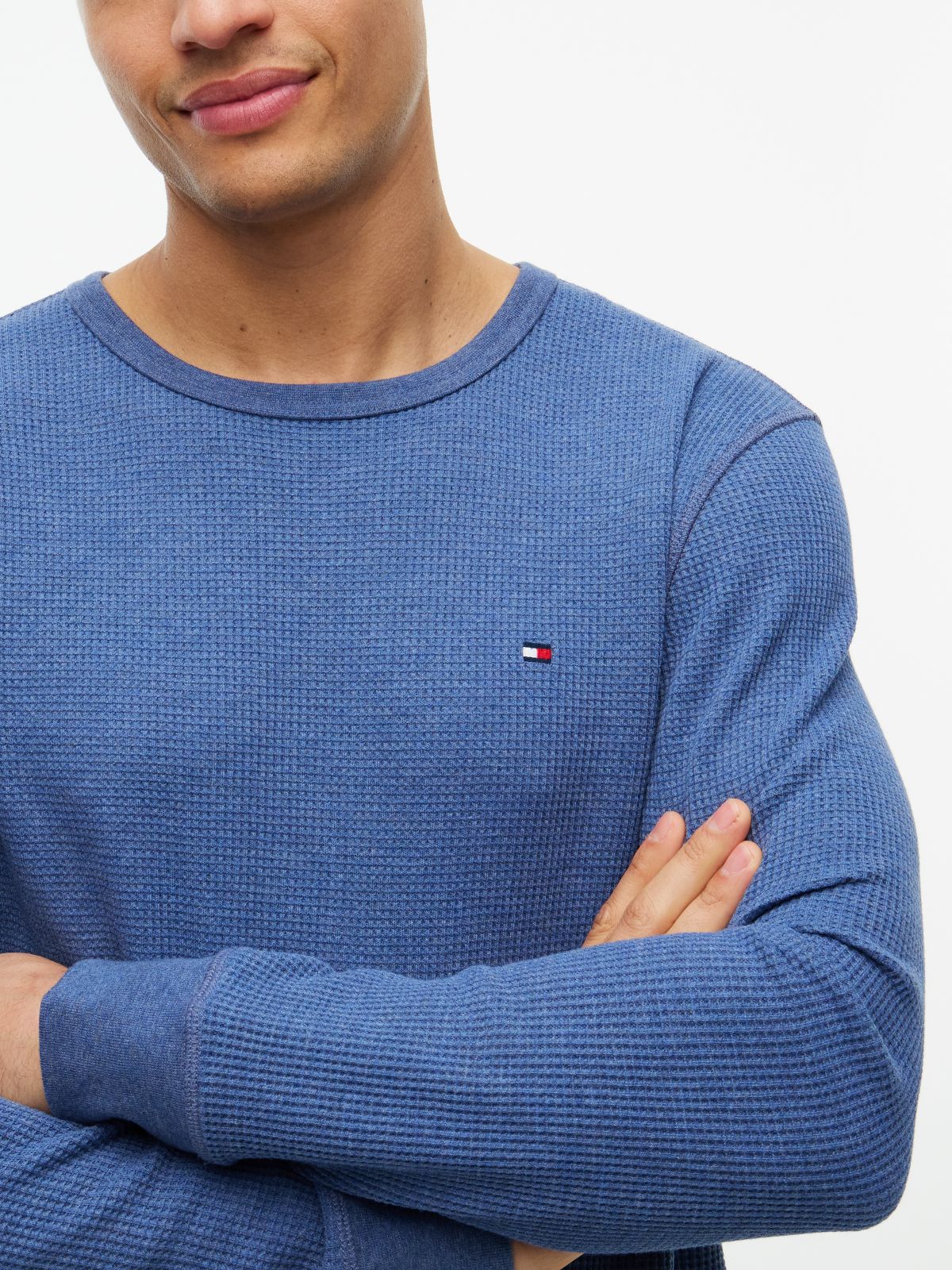 Long-Sleeve Waffle-Knit T-Shirt — Faded Indigo