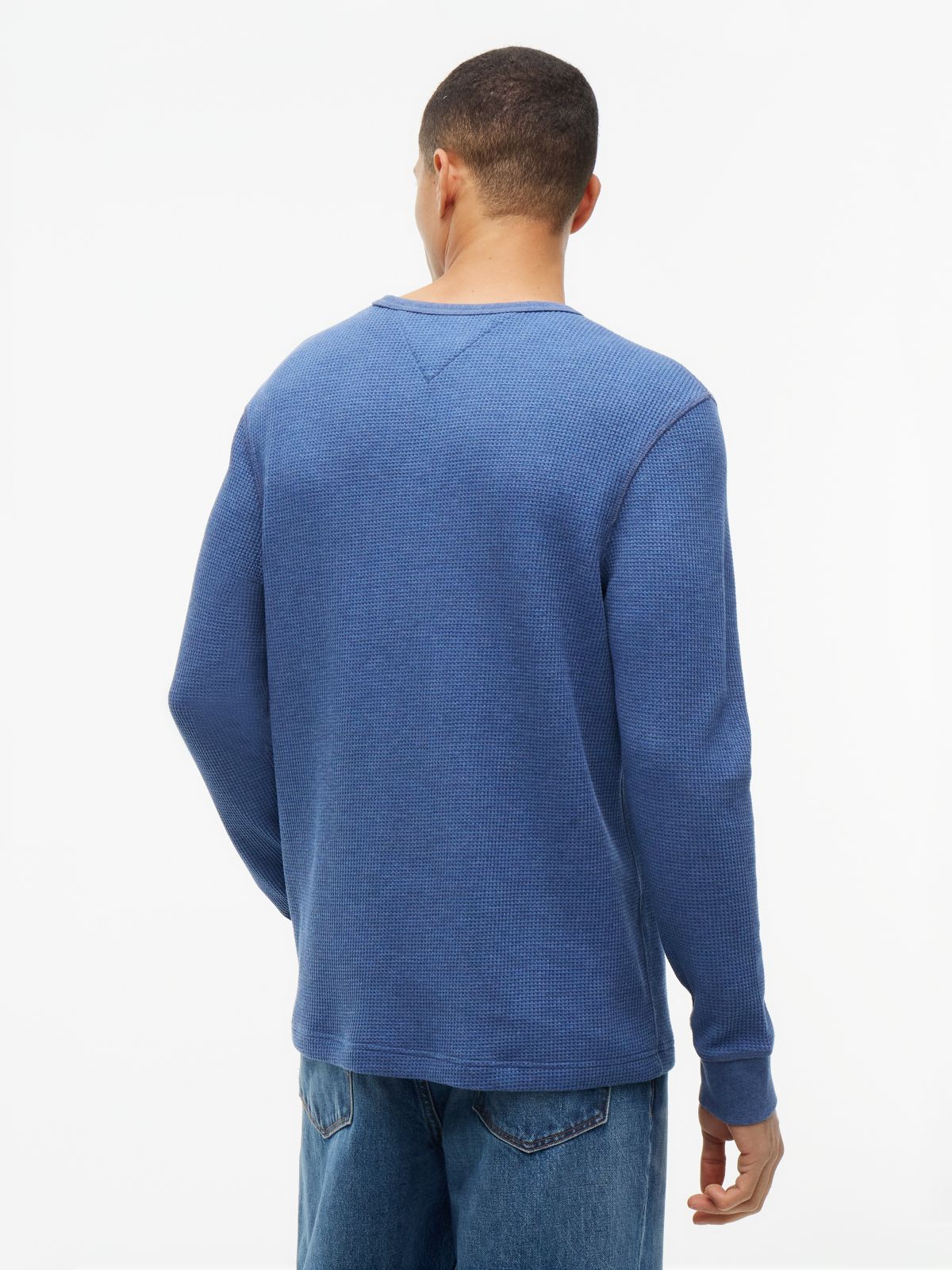 Long-Sleeve Waffle-Knit T-Shirt — Faded Indigo