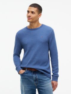 Long-Sleeve Waffle-Knit T-Shirt — Faded Indigo 1